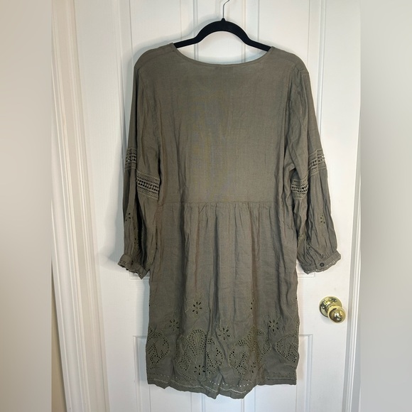 Tommy Bahama St Lucia Dress in Olive Green with Lace Details Size Medium - Picture 4 of 7